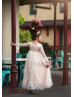 Bell Sleeves Ivory Lace Tulle Vintage Flower Girl Dress